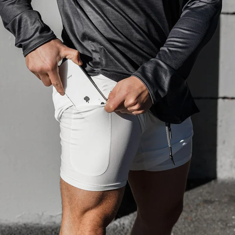 Double-layer sports shorts Men's summer trend loose sports 2 in 1quick dry Breathable running casual training five quarter pants image 6