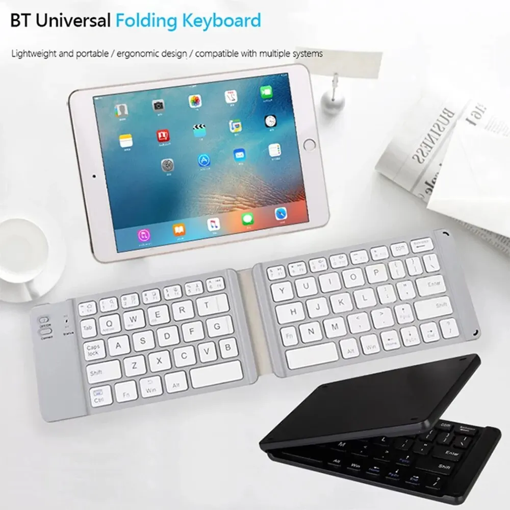 Mini clavier Bluetooth pliable pour IPAD, tablette mobile, ordinateur portable, bureau, stockage sans fil, trois systèmes universels