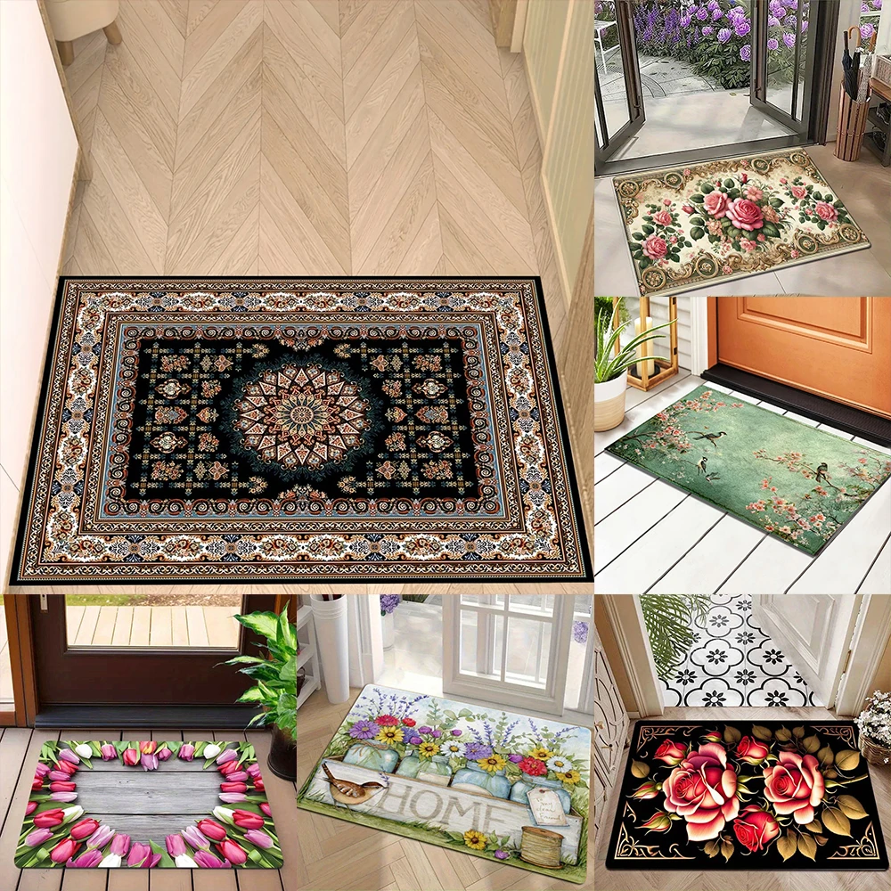 2D Flat-1pc Entrance Doorway Decorative Mats , Suitable for entrance, kitchen, living room, rectangular carpet decoration.