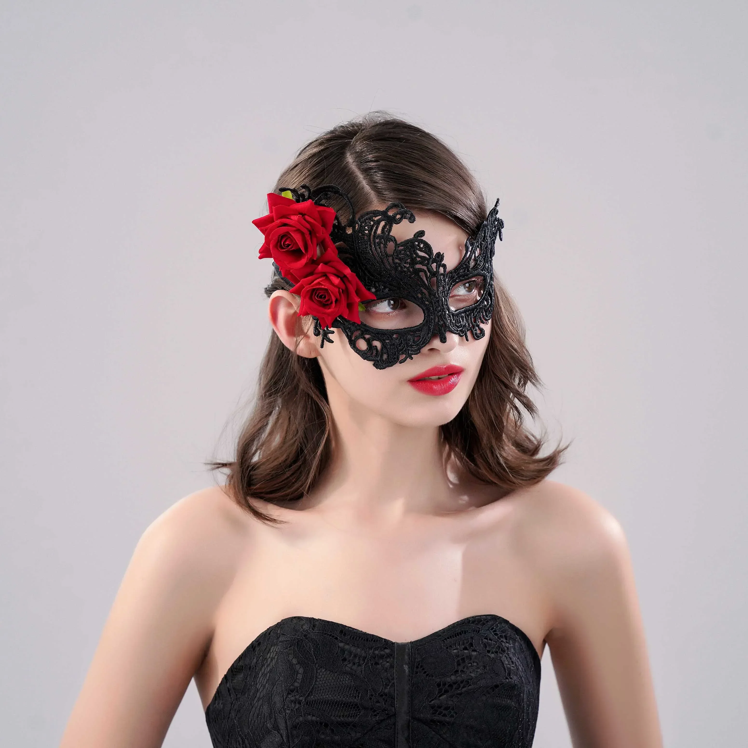 Eye Mask Sexy Lace Venetian Masquerade Ball Halloween Party Fancy Dress Costume Props Lady Black Lace Hollow Face Mask