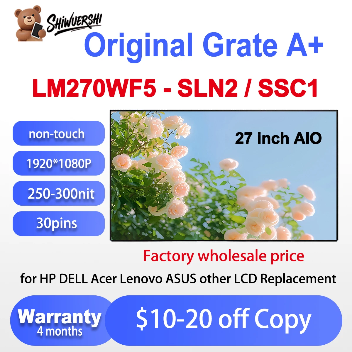 

Wholesale Original 27 inch LCD Monitor LM270WF5 SLN2 SSC1 All-in-one Monitor Display Panel Replacement