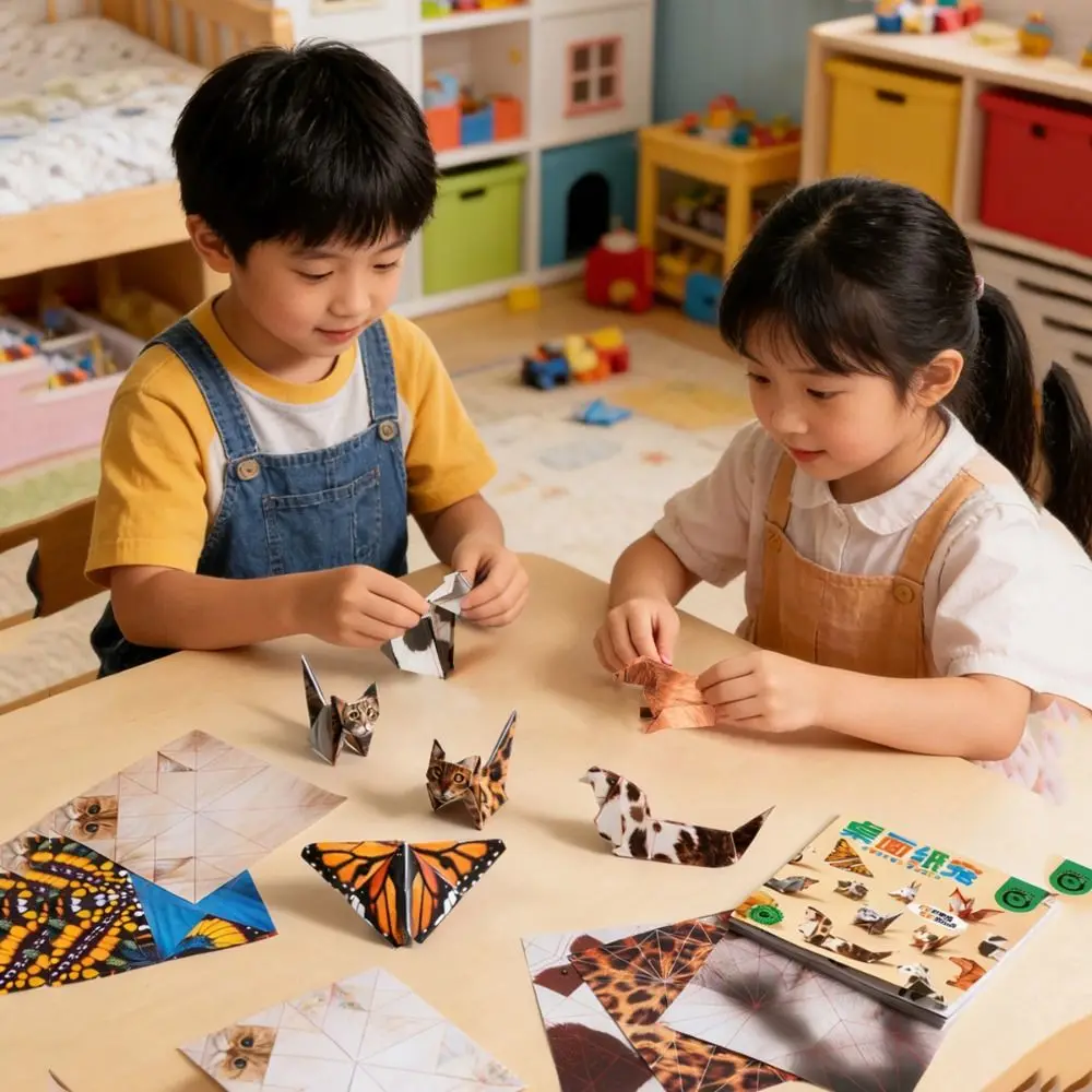 

Paper Handmade Colored Paper Set Montessori Folding Animal Handmade Origami Cartoon Art Learning Diy Paper-cut Book