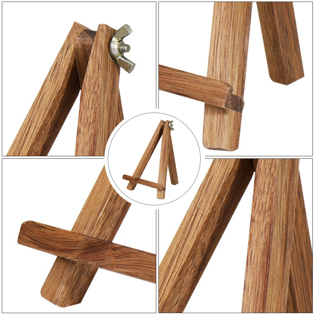 

1pc Folding Easel Adjustable Holder For Phone Tablet Desktop Display Rack Wooden Stand Tripod Painting Support Bracket