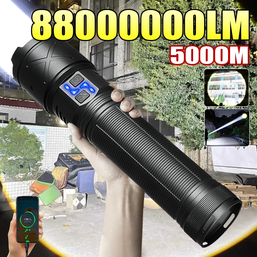 

Супер яркий большой фонарик, мощный тактический фонарь с зумом, мощный портативный перезаряжаемый фонарь для кемпинга и рыбалки