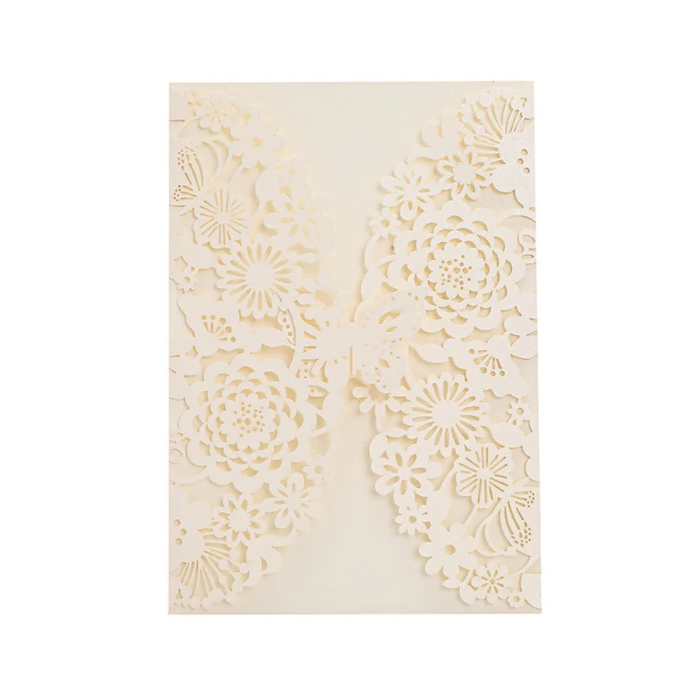 

50pcs Flower 3D Invitation Card Hollow Out Decorative Laser Cut Wedding Invitations European Style Butterfly Greeting Card