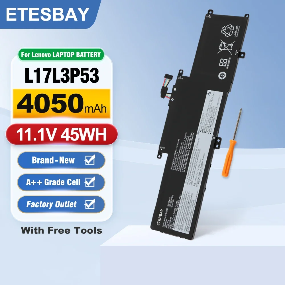 ETESBAY L17L3P53 4050mAh Laptop Battery For Lenovo ThinkPad L380 Yoga L390 Yoga Serie Notebook L17M3P55 01AV482 SB10K97626