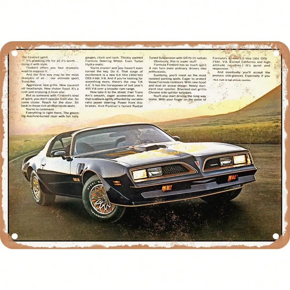 Pontiac Firebird Trans Am Metallschild Vintage Klassisches Auto Wanddekoration Garage Männerhöhle Retro Metallblechschild