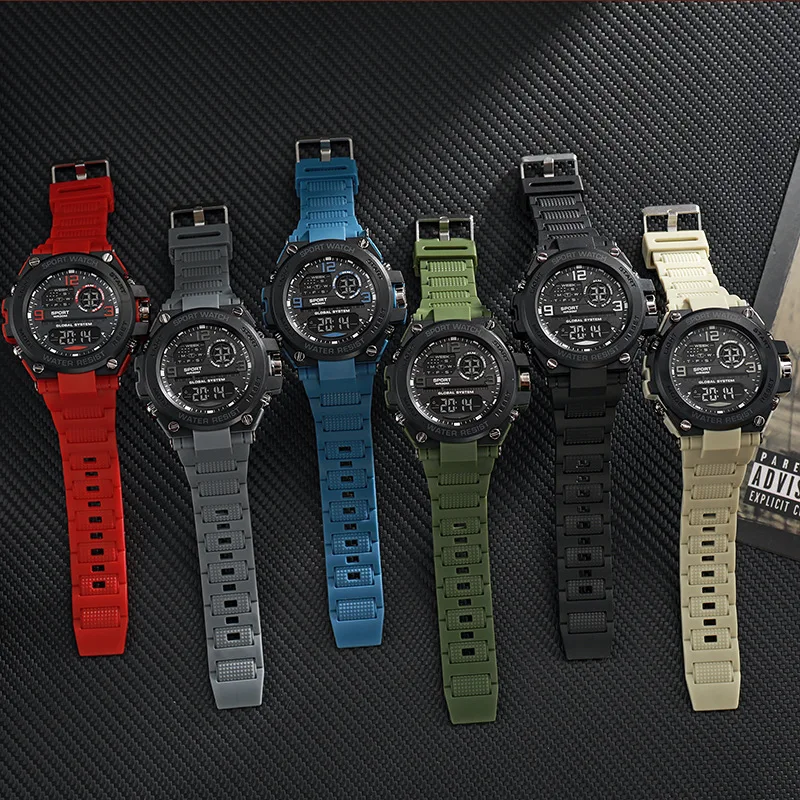 Men's Sports Digital Large Dial Luminous Waterproof Alarm Clock Multifunctional Electronic Chronograph Multifunctional Watch