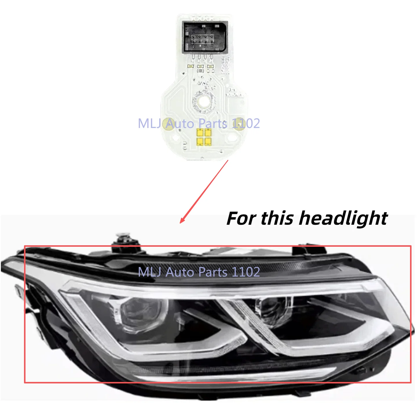 

Белый свет для Volkswagen Tiguan Matrix 2022-2024 Автомобильные фары DRL Чип Балластный чип Печатная плата Источник света Чип платы