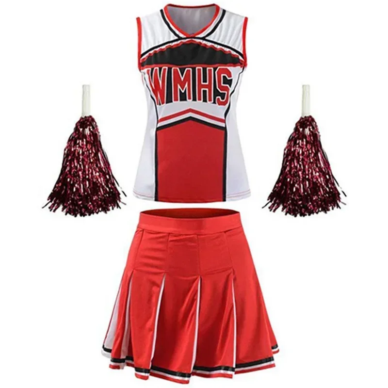 2024 Blu Rosso Costume da cheerleader sexy Ragazza delle scuole superiori Uniforme da cheerleader musicale Sport Cheer Fancy Dress