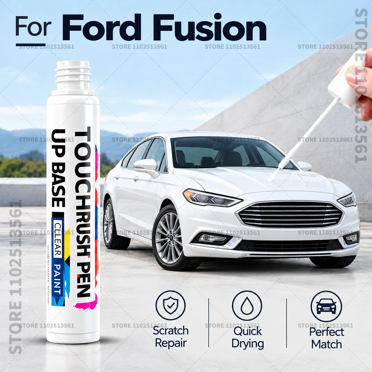 For Ford Fusion White Automotive Touch Up Paint Pen Scratch Repair Marker for Car Body Bumper Door Paint Restoration Accessories