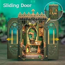 CUTEBEE Booknook DIY Miniature House with Light Wooden Bookshelf Insert Darkness Herbarium Book Nook Decor for Gifts 3D Puzzle