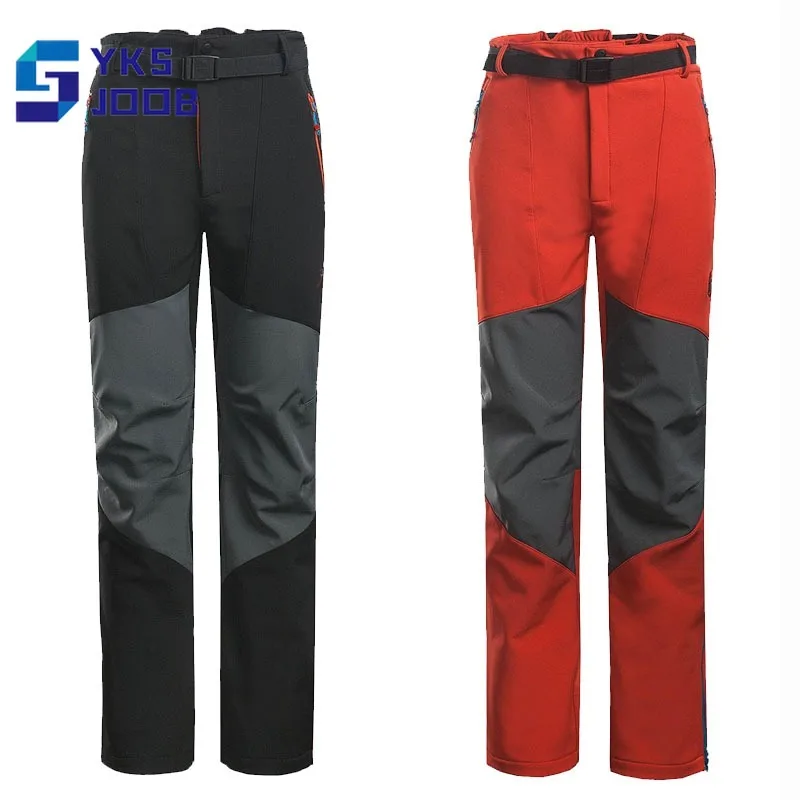 

Mens Hiking Fleece Softshell Pants Outdoor Breathable Wear-resisting Camping Pant Treking Warm Contrasting Colors Trouser Autumn