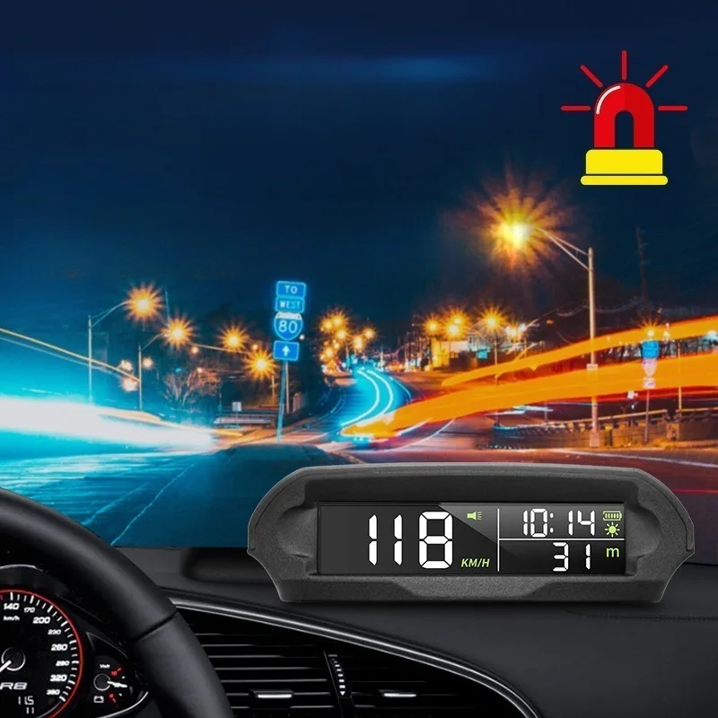 For Car Solar Powered GPS HUD Head Up Display Speedometer with Speed Time Altitude Compass Universal Dashboard Accessories