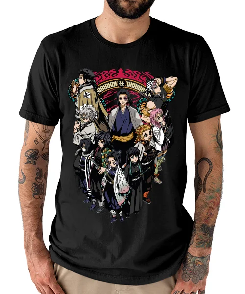 Camiseta unisex Demon Slayer personajes Pilares y Ex pilares Cotton anime T-shirt