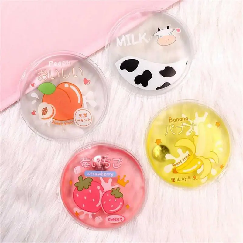 Almohadilla calefactora instantánea redonda, calentador de manos portátil de Gel de PVC con dibujos animados, Mini paquete autocalentable bonito reutilizable para manos, niños y adultos