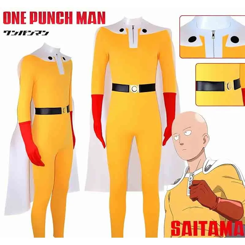 

Anime Saitama PUNCH Yellow Jumpsuit Man Saitama Customized Clothes Halloween Stage Clothing Role-play
