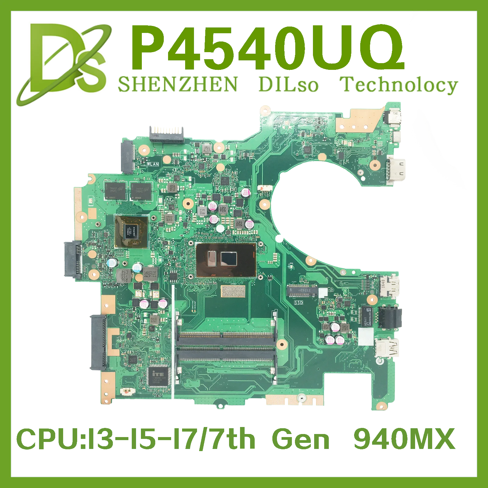 

KEFU P4540UQ Mainboard For ASUS PRO P4540U PU554U P454U Laptop Motherboard With I3-7100U I5-7200U I7-7500U 940MX DDR4 100% Test