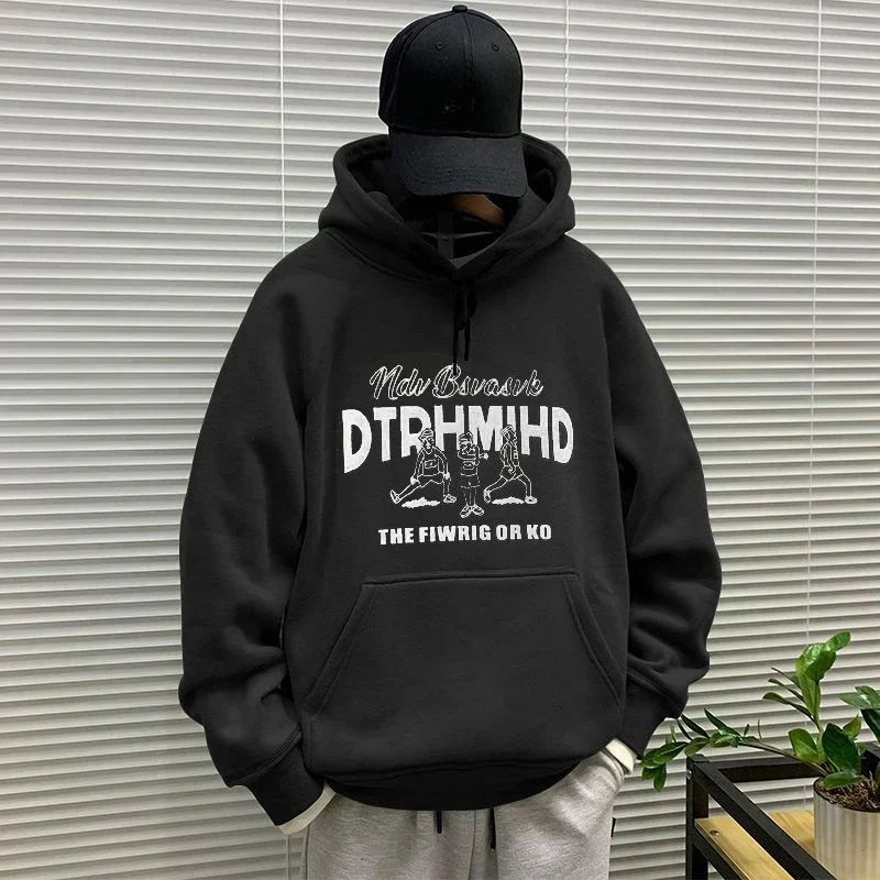 Men's Hooded Sweatshirt New In Korean Style Harajuku Fashion Sweat Shirt Loose Male Hoodie Winter Aesthetic Warm Tops Streetwear