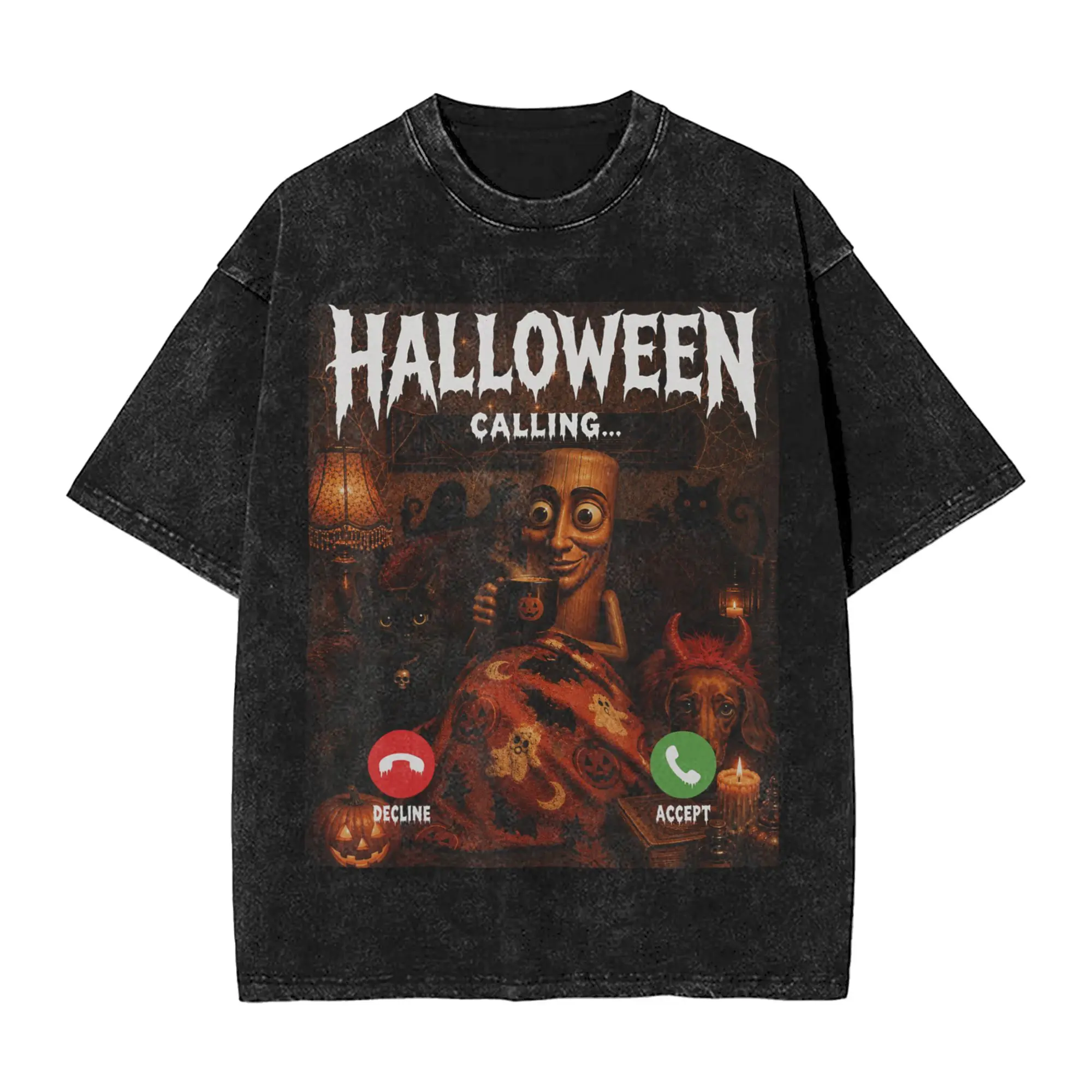 Men Women T-Shirt Tung Tung Sahur Black Cat Dog Halloween is Calling Meme T-Shirts Hip Hop  Summer Tees Streetwear Casual Tops