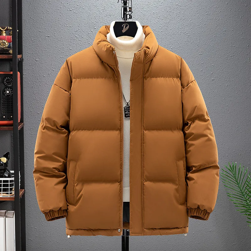 

Solid-color Winter Trendy Brand Stand-up Collar Loose Winter Coats Warm Cotton-padded Coat Teenager Cold-proof Large-sized Coats
