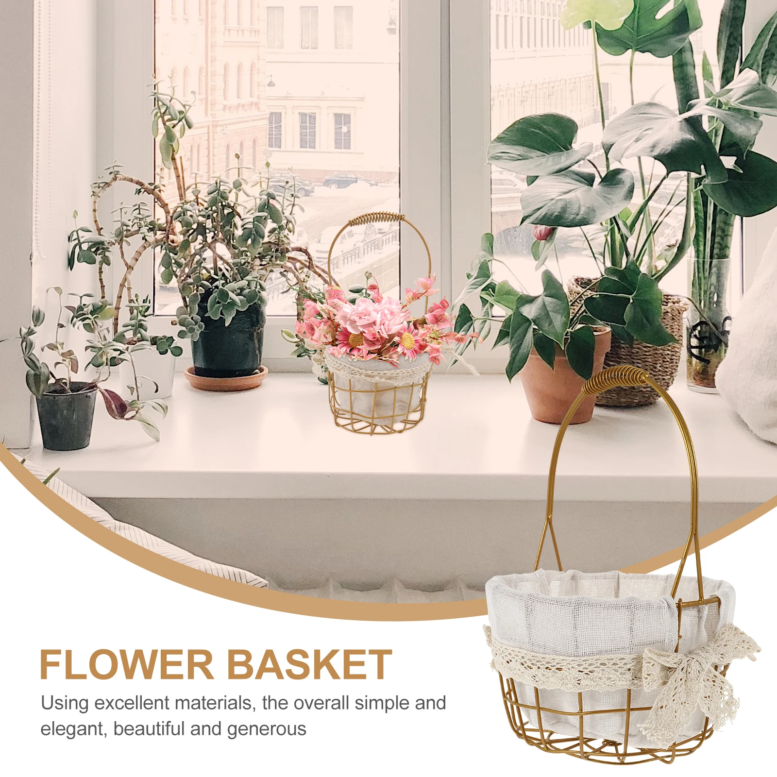 

Portable Flower Basket Outdoors Wedding Decorations Elegant Small Hand Vase Baby