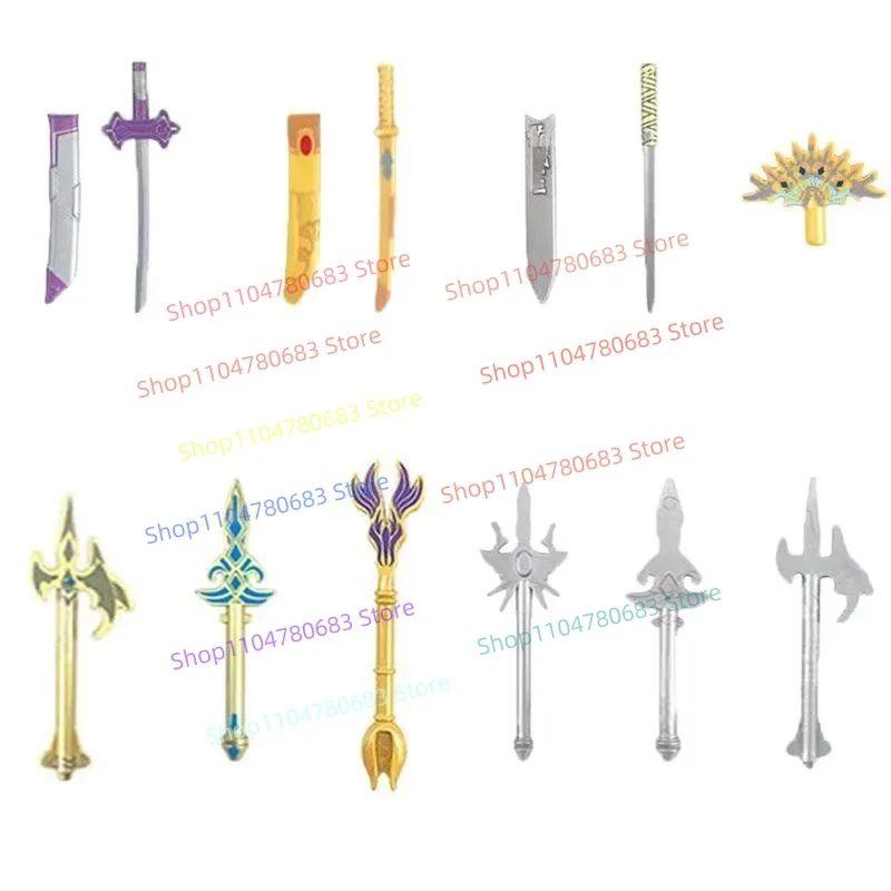 Klocki MOC Mini Figurka Miecz i Scepter Akcesoria Model do Składania Ekspozycja Anime TV Zabawka Dekoracja na Biurko Prezent