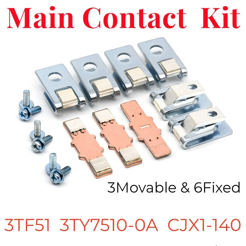 Main Contact Kit 3TY7510-0A 0X For 3TF51 CJX1-140/22 Moving and Fixed Contacts Contactor Accessories Replacement Spare Parts