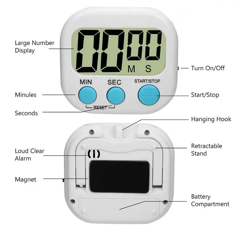 1PC LCD Digital Kitchen Timer Magnetic Cooking Large Count Down Up Clear Loud Alarm Stonego Home Kitchen Accessories image 5