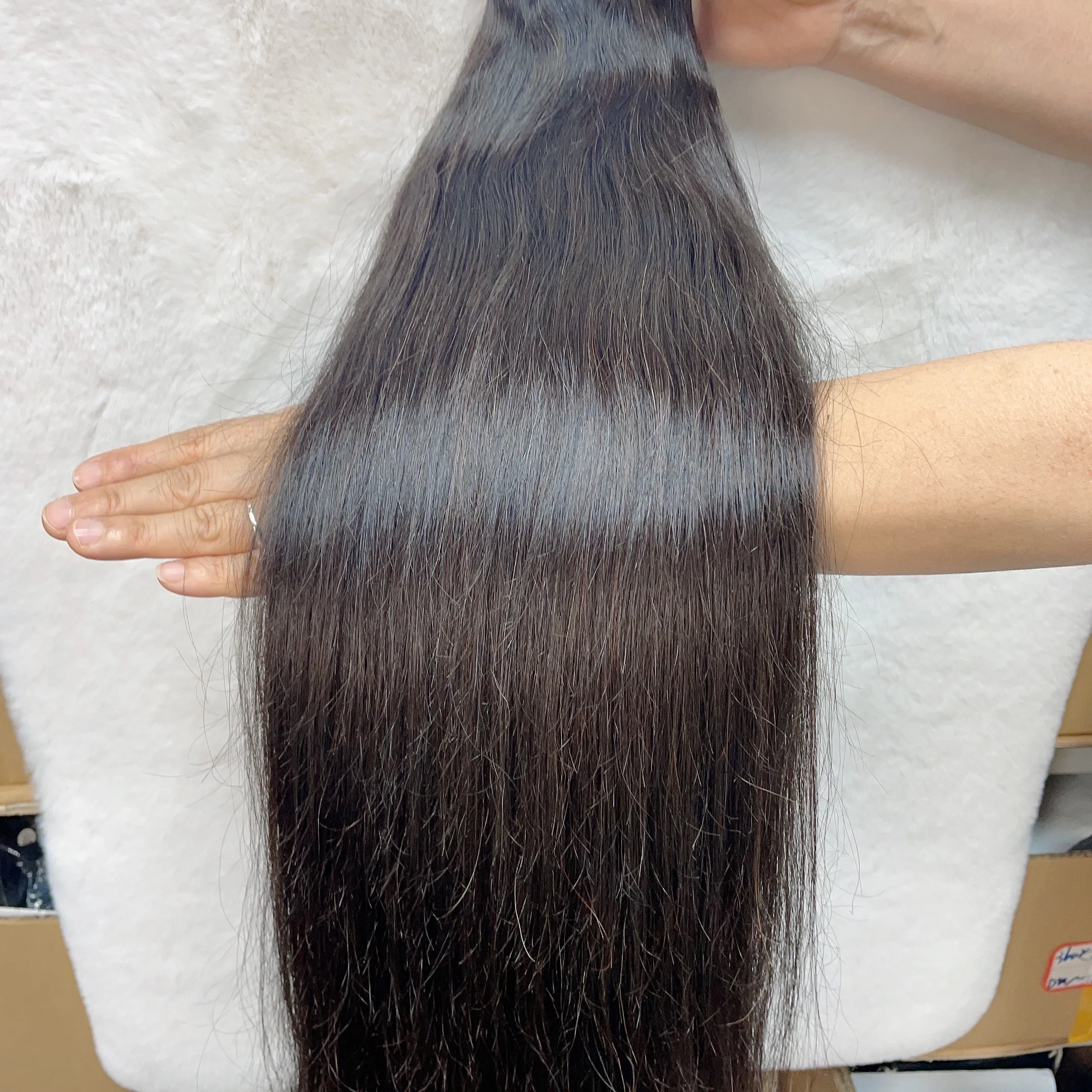 Pacotes de cabelo humano para mulheres, extensões de cabelo preto natural, atacado, virgem cru, Índia, extensões retas, tranças