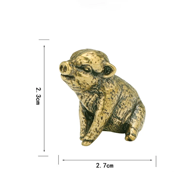 Brass Ornament Lucky Little Pig Retro Zodiac Pig Copper Metal Figurine Vintage Home Decor Office Decoration Souvenir Gifts