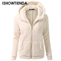 Autumn Winter Warm Jacket Women Hoodie Hooded 2023 Casual Female Hoodies Sweatershirt Zipper Coat Solid Soft Fleece Women Coat