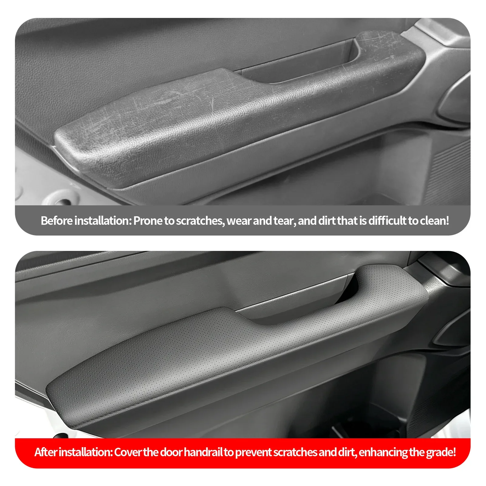 For Toyota Land Cruiser FJ 2026 Car Four-door Armrest Door Panel Leather Wrapping Handle Protective Cover Interior Accessories detail image 2