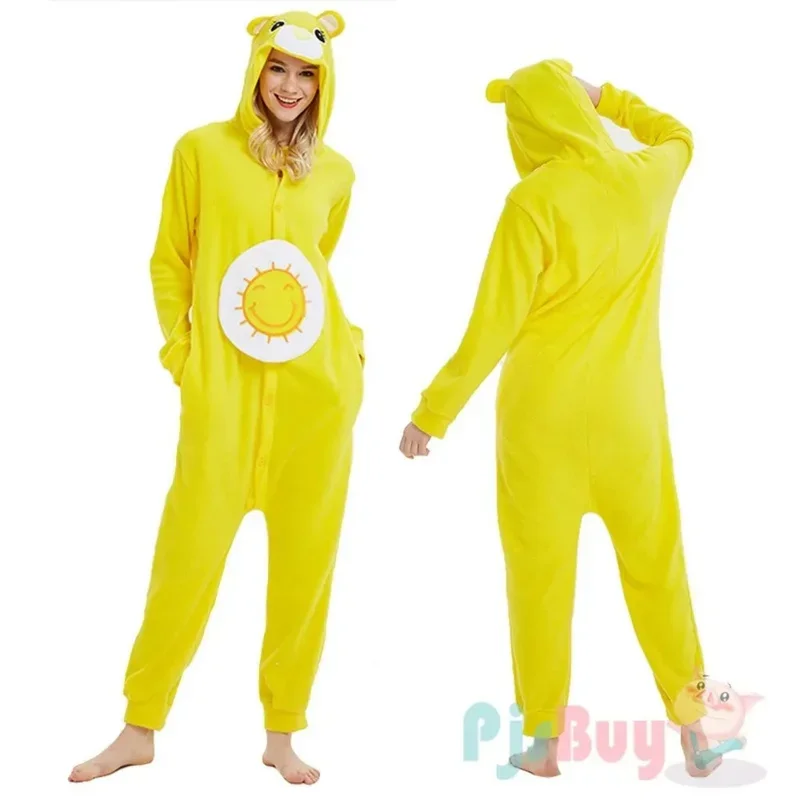 wat22 Animal Onesie Cartoon Bear Kigurumis Adult Women Men Pajama Sleep Overall Polar Fleece Cosplay Jumpsuit Hallo New 2025 aa