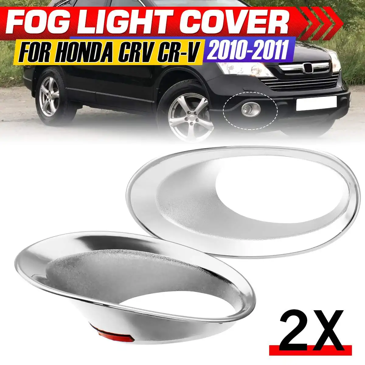 

A Pair Car Front Bumper Fog Light Grille Grill Trim Cover Cap Car Lampshade Decorative Frame For Honda For CRV CR-V 2010 2011