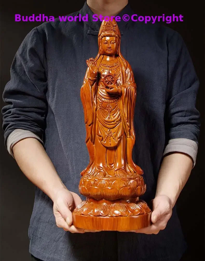 50CM Large GOOD HOME Spiritual efficacious Mascot # Standing Guanyin Avalokitesvara buddha Handmade Rosewood carving statue