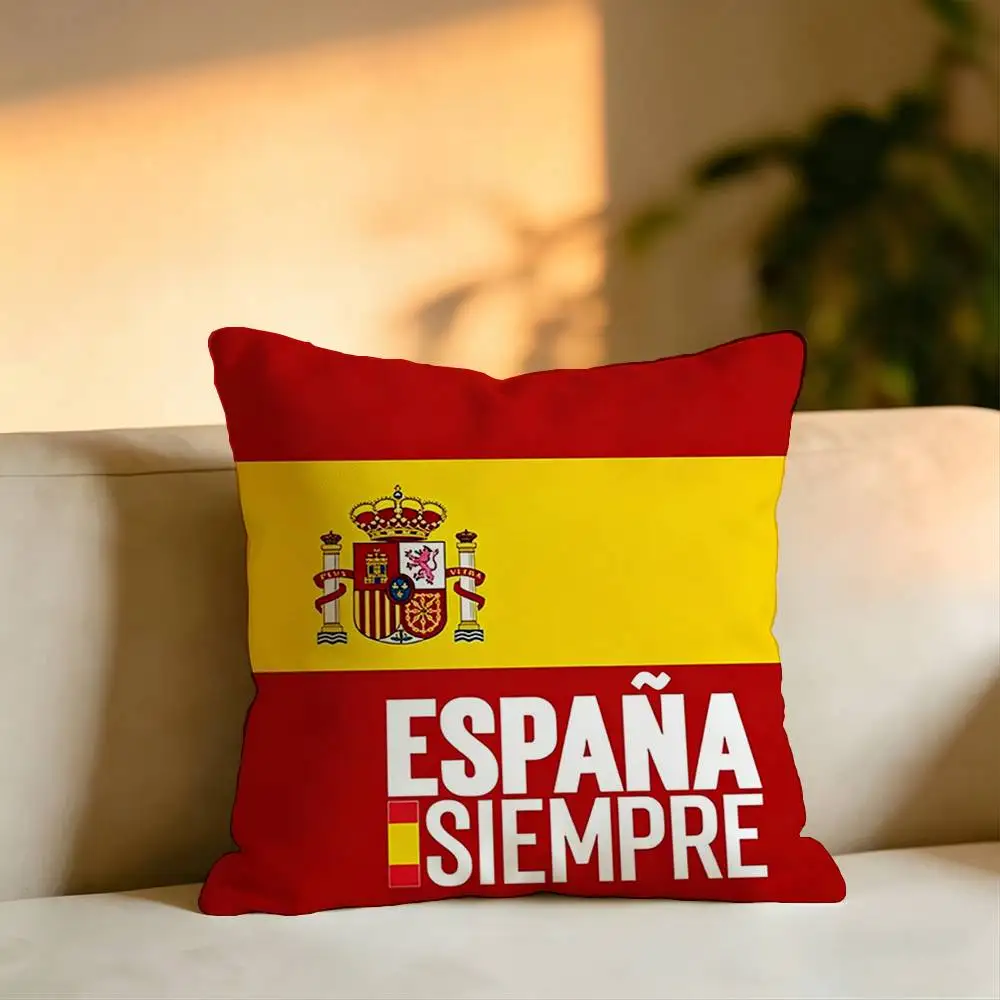 The Flag of Spain Pillow Case Square Double-Sided Sofa Cushion Cover Bedroom Bedside Pillow