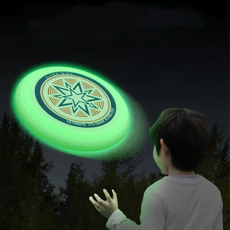 Fluorescência discos voadores, Ultimate Flying Saucer para esportes ao ar livre, praia, Camping, jogos discos giratórios, 27cm