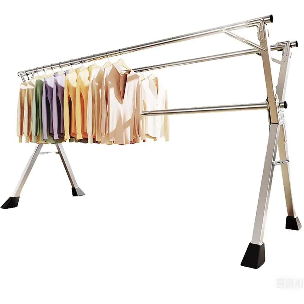 

Складная сушилка для одежды из нержавеющей стали с 20 крючками, портативная и сверхмощная для использования в помещении и на открытом воздухе