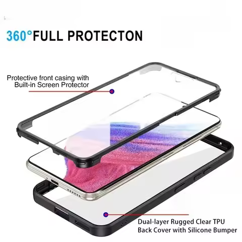 360 Full Body Front+Back Clear Case Shelluxe For Samsung Galaxy A72 A52 A52S A32 A22 A73 A53 A33 A13 Silicone Double Sided Cover