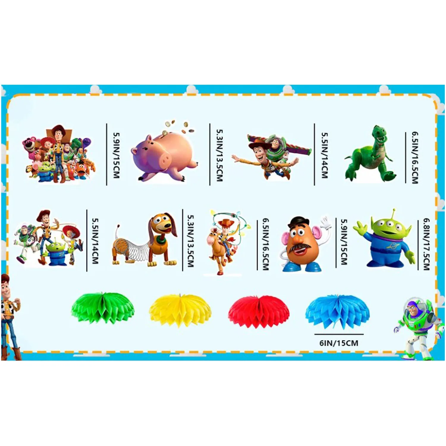 Cartoon-Film-Spielzeug 5 Themen Woodi Bazz Wabenförmige Tischdekorationen für Geburtstagsfeiern Tischdekorationen Geschenk – Detail 2