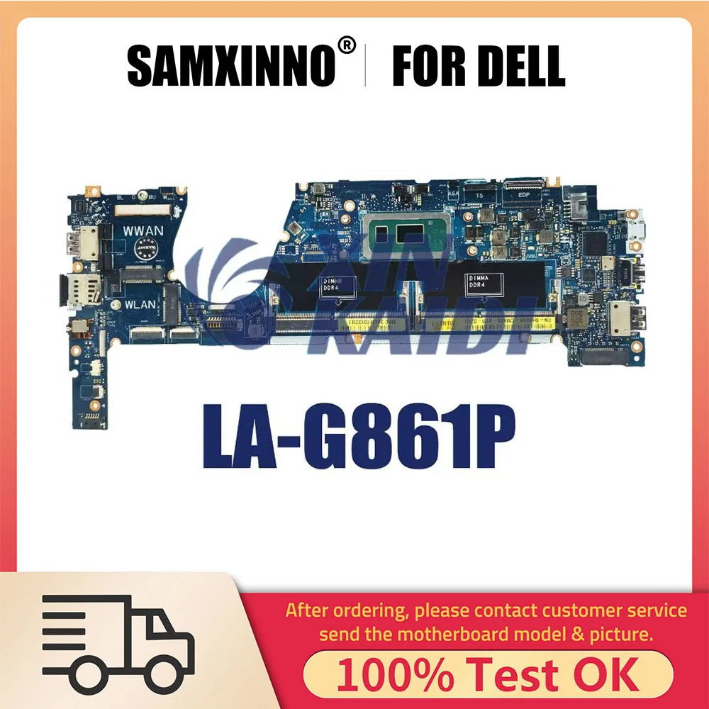 Notebook Mainboard For Dell Latitude LA-G861P 7370 0HX8XK 09XFPT 0TCDGC 0HX8XK Laptop Motherboard CPU i5 i7 8th Gen Systemboard