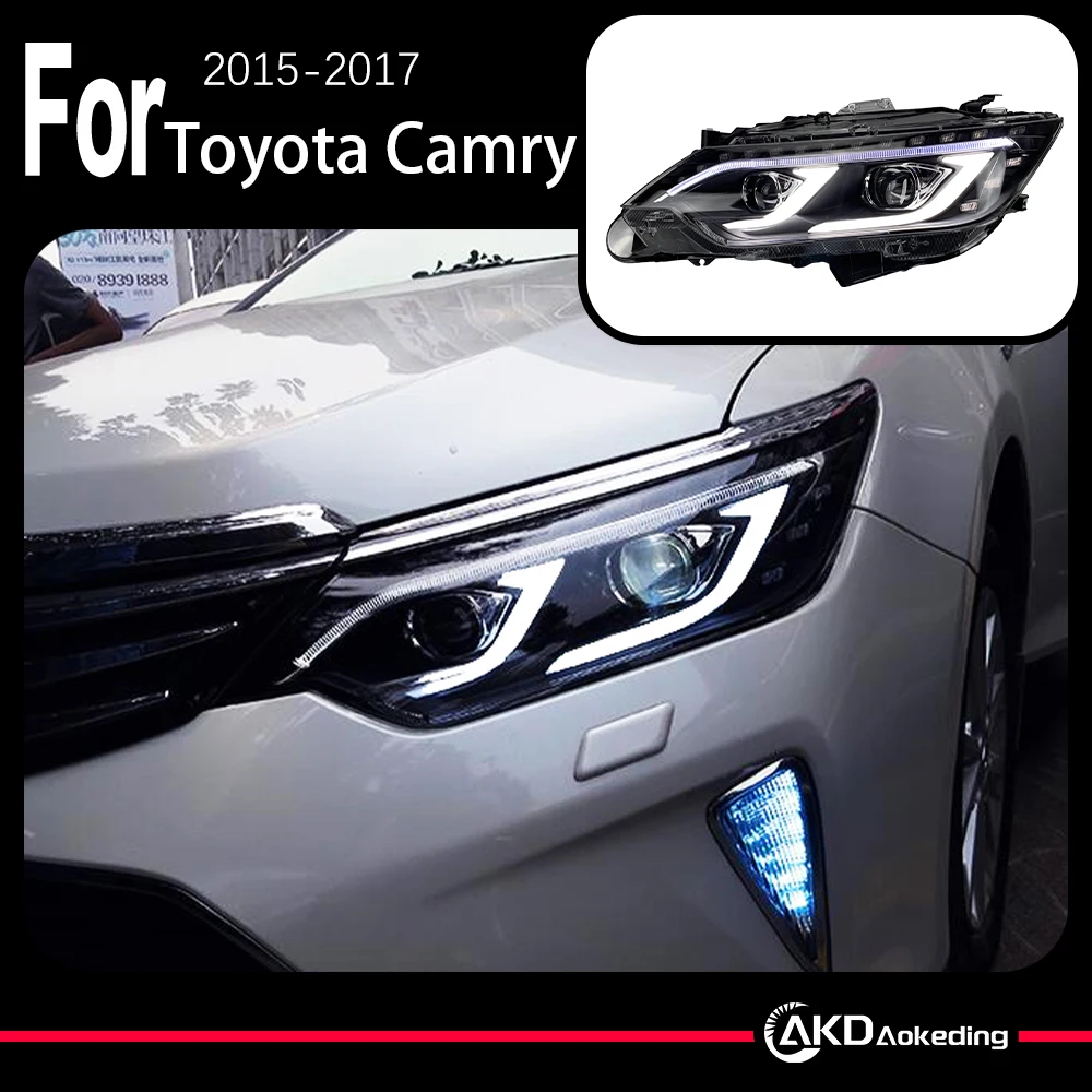 

Модель автомобиля AKD для фар Toyota Camry 2015-2017 Camry V55 Светодиодная фара DRL Hid Head Lamp Angel Eye Bi Xenon Аксессуары