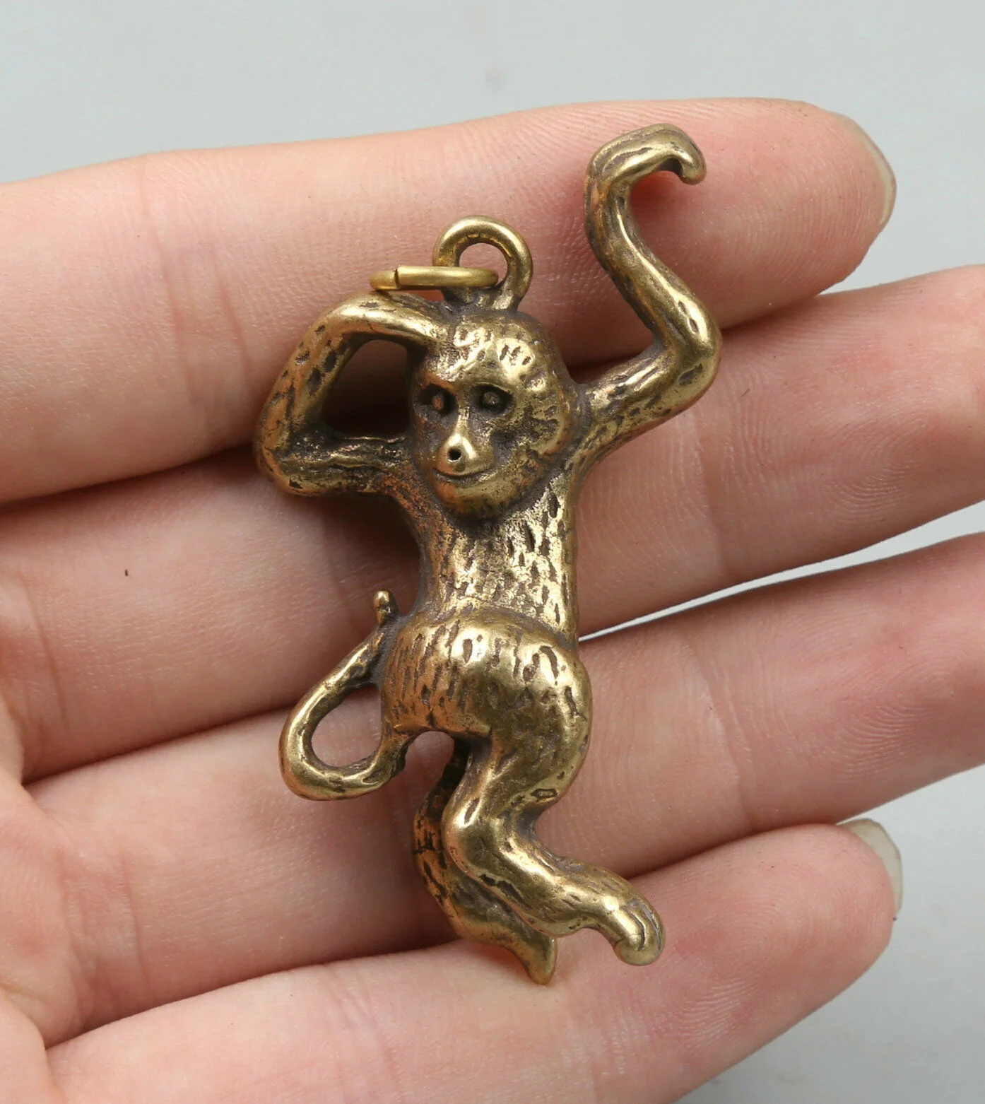 55MM/27g Curio Chinese Bronze Lovable Monkey Zodiac Animal Monkey Small Pendant Last item available