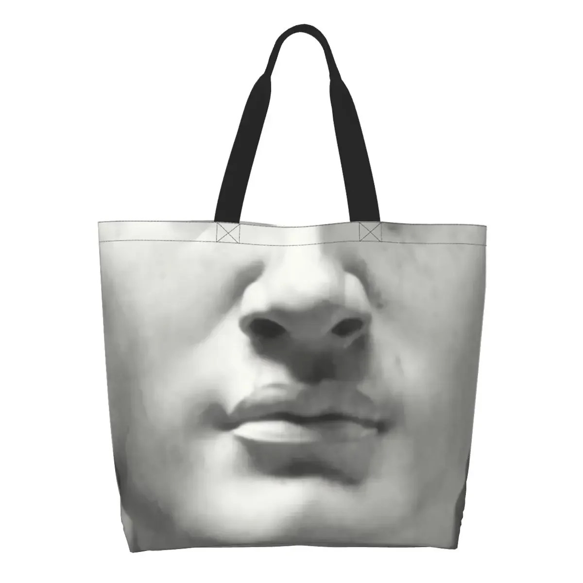 Recycling David Statue Head Shopping Bag Women Shoulder Canvas Tote Bag Washable Michelangelo Art Grocery Shopper Bags