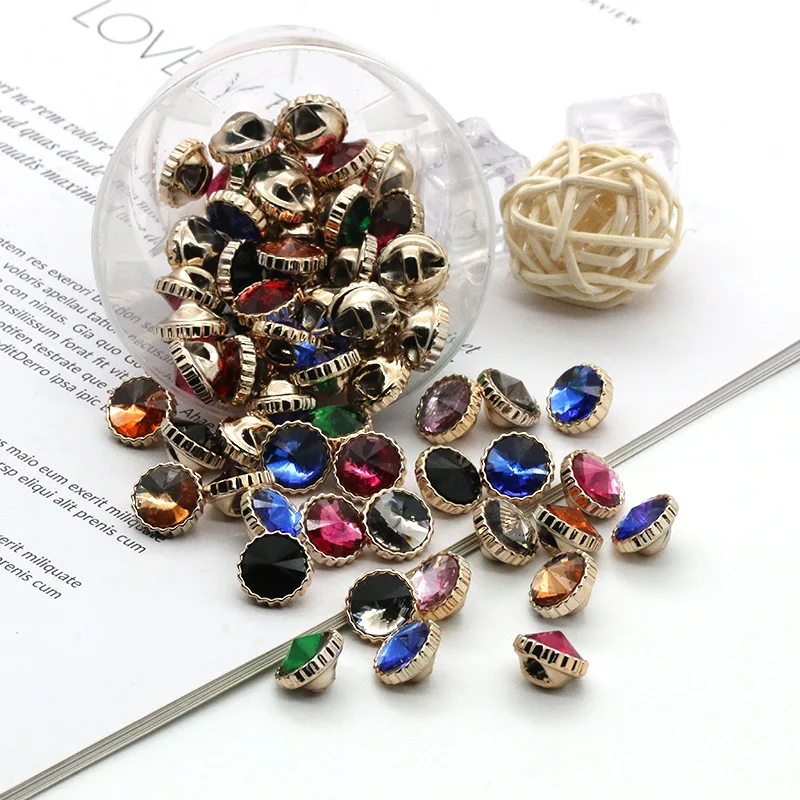 30Pcs/lot 12.5mm Stylish and Sparkling Acrylic Buttons with Crystal and Rhinestone Accents, Ideal for Fashionable Attire