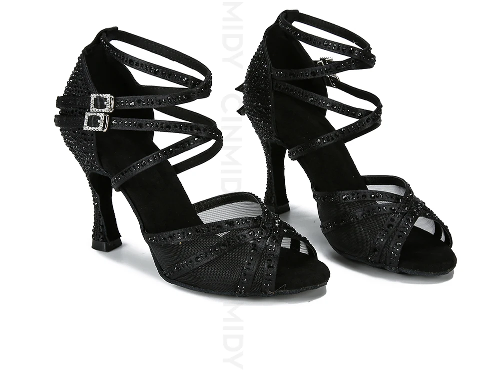 CINMIDY Tanzschuhe für Damen, Netzstoff-Latin-Tanzschuhe, Damen-Salsa-Schuhe, Satin-Hochzeitsschuhe, weiche Sohle, Damensandalen. – Detail 3