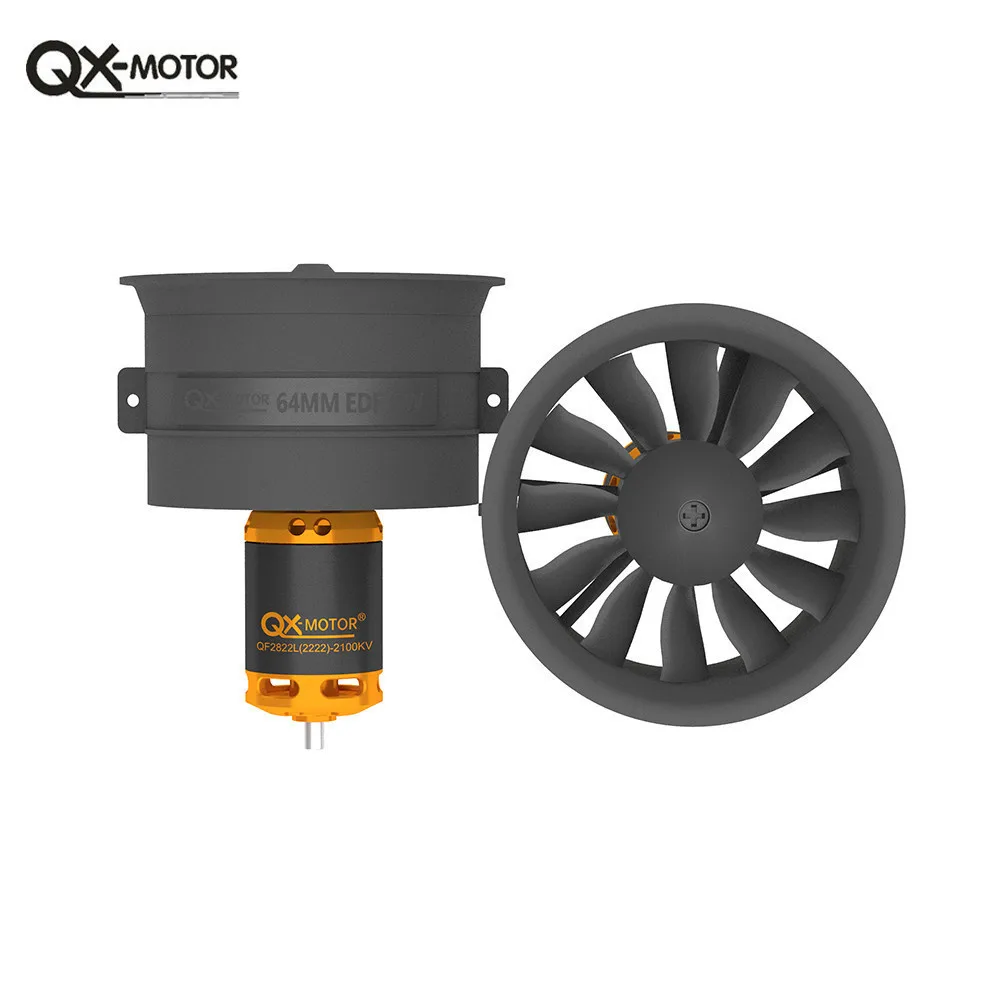 

QX-Motor 64MM EDF New Professional Brushless Motor QF2822 With 12 Blades Ducted Fan CW CCW, Suitable for Jet Aircraft Plane