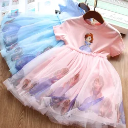 Girls Clothes 2024 New Summer Princess Dresses Short Sleeve Kids Dress Sofia Party Baby Dresses for Children Clothing 3-8Y