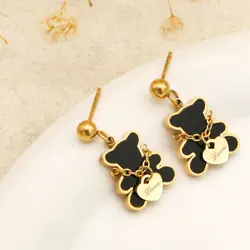 1pair/2pcs Hot Selling Cute And Fashionable Stainless Steel Earrings Korean Love Peach Heart Shell Little Bear Women's Ear Buckl